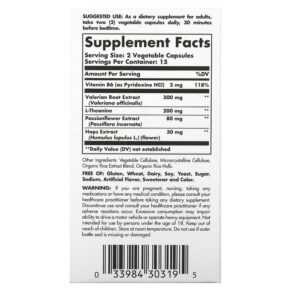 Thực phẩm bổ sung Solgar Sleep & Stress Support 30 Vegetable Capsules 033984303195