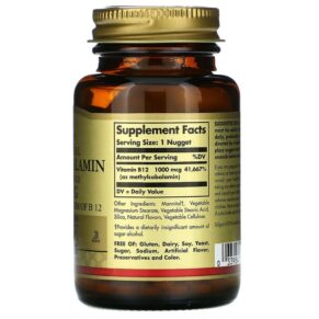 Thực phẩm bổ sung Solgar Sublingual Methylcobalamin (Vitamin B12) 1.000 mcg 60 Nuggets 033984019515