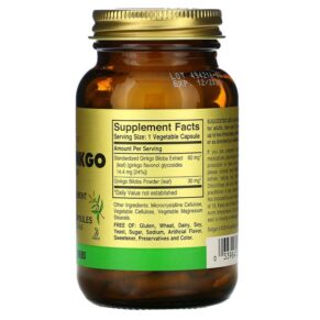 Thực phẩm bổ sung Solgar Super Ginkgo 120 Vegetable Capsules 033984039155