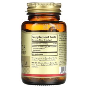 Solgar Vegan Vitamin D3 150 mcg / 6.000 IU 100 Vegan Softgels 3 Thực phẩm bổ sung Solgar Vegan Vitamin D3 150 mcg / 6.000 IU 100 Vegan Softgels 033984303355