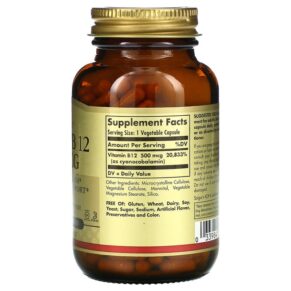 Thực phẩm bổ sung Solgar Vitamin B12 500 mcg 250 Vegetable Capsules 033984032118