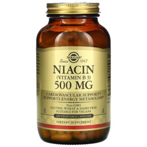 Thực phẩm chức năng Solgar Vitamin B3 (Niacin) 500 mg 250 Vegetable Capsules 033984018525