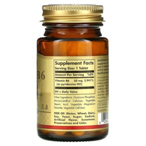 Thực phẩm bổ sung Solgar Vitamin B6 50 mg 100 Tablets 033984031005