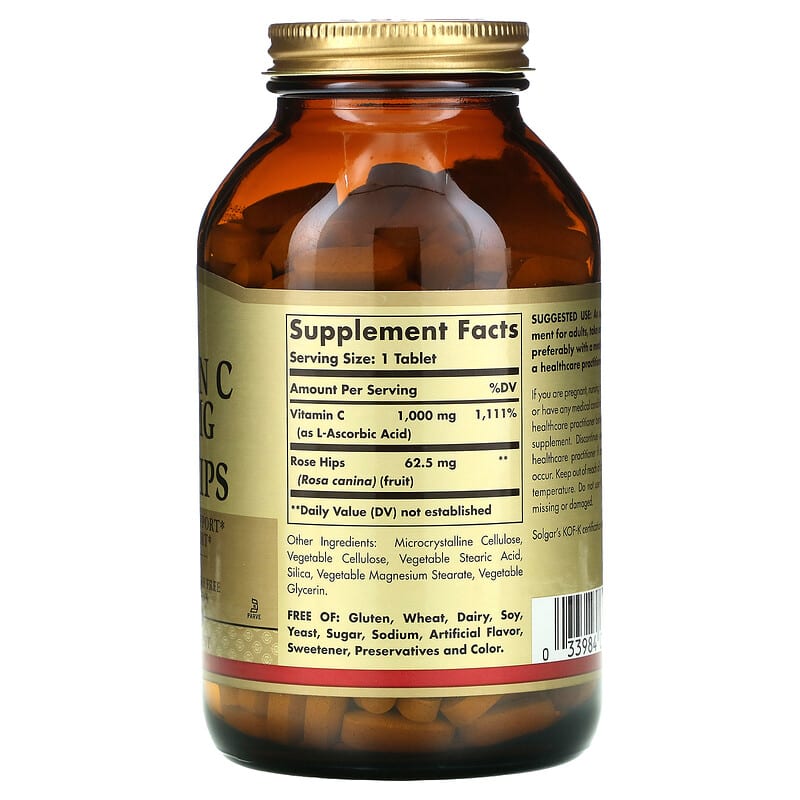 Solgar Vitamin C with Rose Hips 1.000 mg 250 Tablets 2 Thực phẩm bổ sung Solgar Vitamin C with Rose Hips 1.000 mg 250 Tablets 033984024014