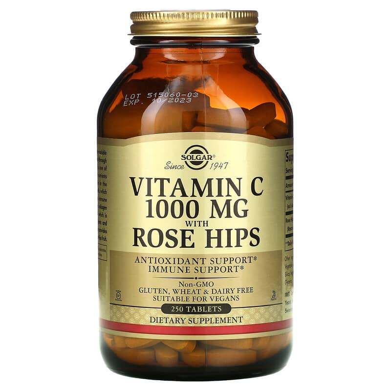 Solgar Vitamin C with Rose Hips 1.000 mg 250 Tablets 8 Thực phẩm chức năng Solgar Vitamin C with Rose Hips 1.000 mg 250 Tablets 033984024014