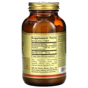 Thực phẩm bổ sung Solgar Vitamin C with Rose Hips 1.500 mg 90 Tablets 033984024205