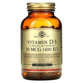 Thực phẩm chức năng Solgar Vitamin D3 10 mcg (400 IU) 250 Softgels 033984033214