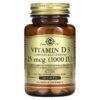 Thực phẩm chức năng Solgar Vitamin D3 25 mcg (1.000 IU) 180 Tablets 033984033115