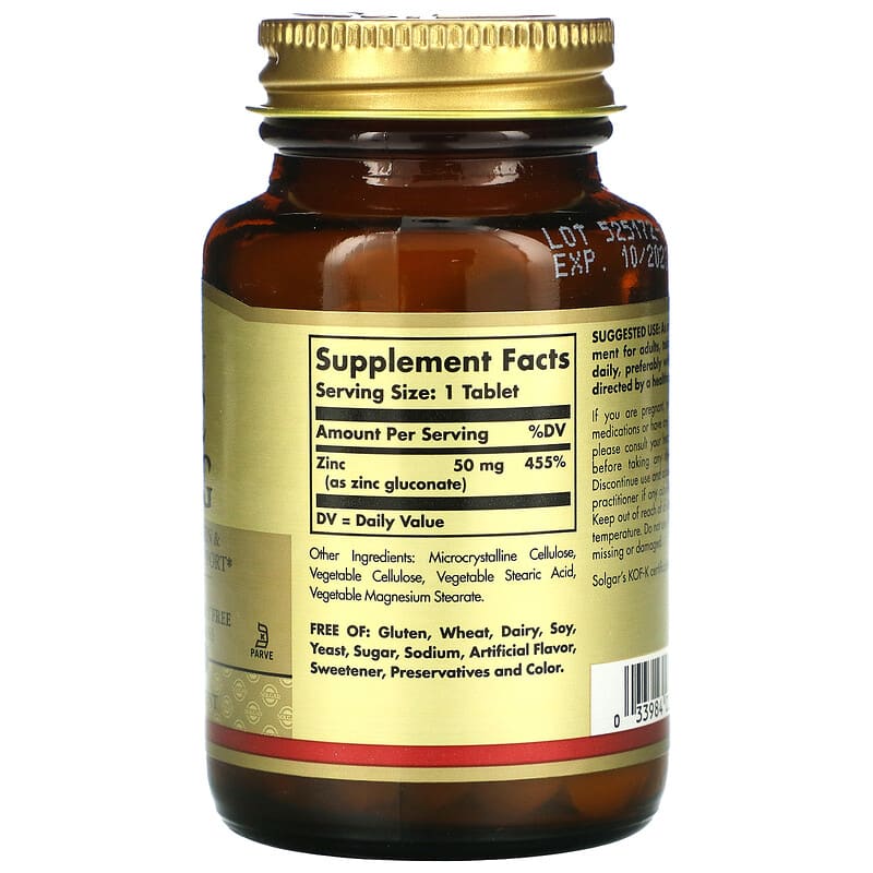Solgar Zinc 50 mg 100 Tablets 2 Thực phẩm bổ sung Solgar Zinc 50 mg 100 Tablets 033984037205