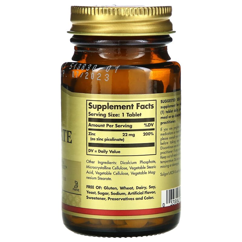Solgar Zinc Picolinate 100 Tablets 2 Thực phẩm bổ sung Solgar Zinc Picolinate 100 Tablets 033984037250