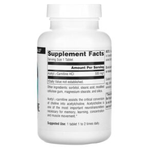 Thực phẩm bổ sung Source Naturals Acetyl L-Carnitine 500 mg 120 Tablets 021078003311