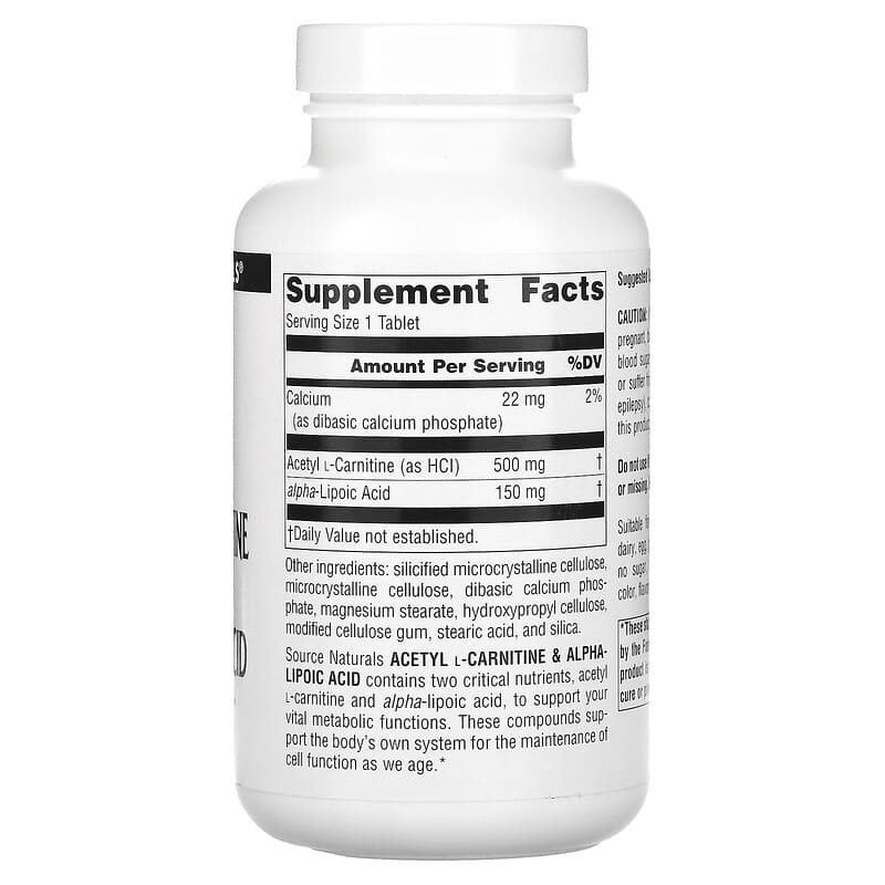Source Naturals Acetyl L-Carnitine & Alpha-Lipoic Acid 650 mg 120 Tablets 2 Thực phẩm bổ sung Source Naturals Acetyl L-Carnitine & Alpha-Lipoic Acid 650 mg 120 Tablets 021078018001