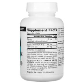 Source Naturals Acetyl L-Carnitine & Alpha-Lipoic Acid 650 mg 60 Tablets 3 Thực phẩm bổ sung Source Naturals Acetyl L-Carnitine & Alpha-Lipoic Acid 650 mg 60 Tablets 021078017998