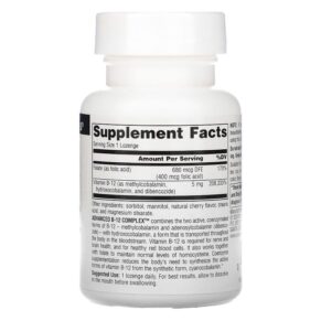 Thực phẩm bổ sung Source Naturals Advanced B-12 Complex 5 mg 60 Lozenges 021078014812