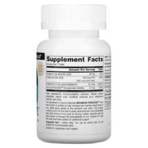 Thực phẩm bổ sung Source Naturals Advanced Ferrochel 180 Tablets 021078014560