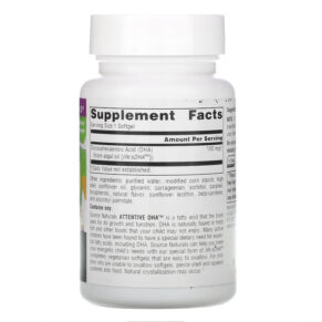 Thực phẩm bổ sung Source Naturals Attentive DHA 100 mg 60 Vegetarian Softgels 021078012023