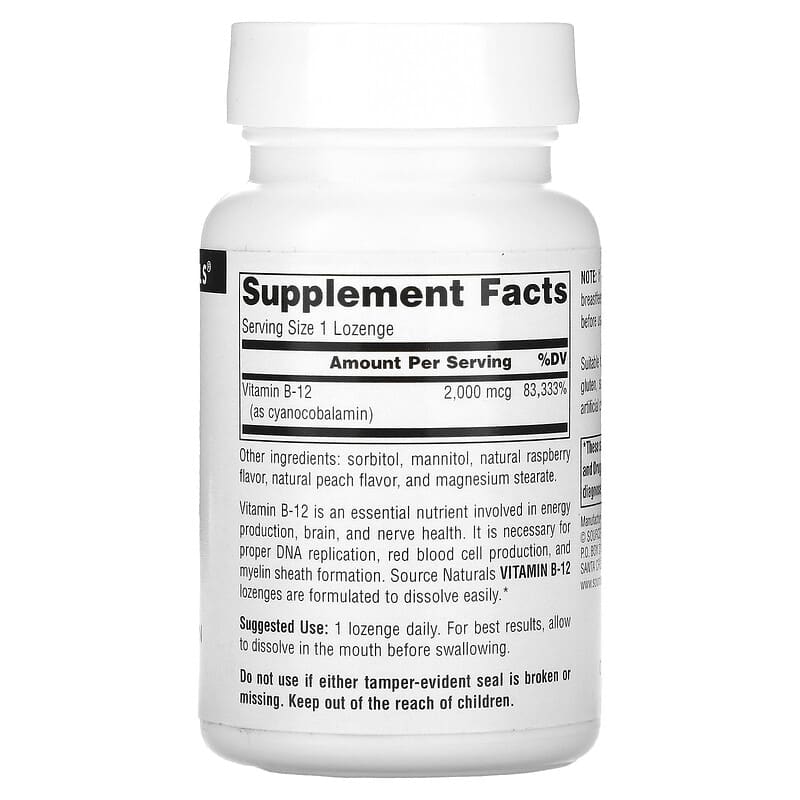 Source Naturals B-12 2.000 mcg 100 Lozenges 2 Thực phẩm bổ sung Source Naturals B-12 2.000 mcg 100 Lozenges 021078004189
