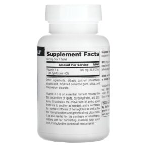 Thực phẩm bổ sung Source Naturals B-6 500 mg 100 Tablets 021078004165