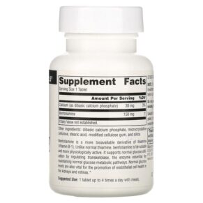 Thực phẩm bổ sung Source Naturals Benfotiamine 150 mg 60 Tablets 021078019060