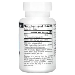 Thực phẩm bổ sung Source Naturals Bromelain 600 GDU/g 500 mg 120 Tablets 021078009078
