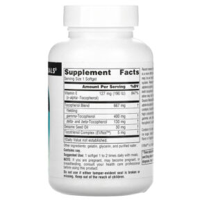 Thực phẩm bổ sung Source Naturals Gamma E 400 Complete E Complex with Tocotrienols 400 mg 60 Softgels 021078016984