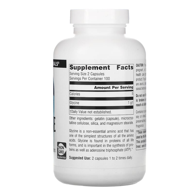 Source Naturals Glycine 500 mg 200 Capsules 2 Thực phẩm bổ sung Source Naturals Glycine 500 mg 200 Capsules 021078016052