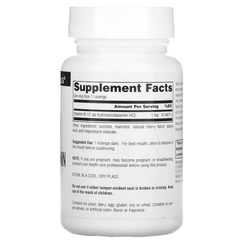Source Naturals HydroxoCobalamin Vitamin B12 Cherry 1 mg 120 Lozenges 2 Thực phẩm bổ sung Source Naturals HydroxoCobalamin Vitamin B12 Cherry 1 mg 120 Lozenges 021078026556