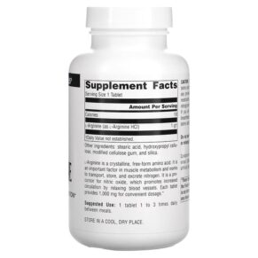 Thực phẩm bổ sung Source Naturals L-Arginine Free Form 1.000 mg 100 Tablets 021078018421