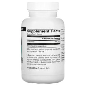 Thực phẩm bổ sung Source Naturals L-Glutamine 500 mg 100 Capsules 021078016441