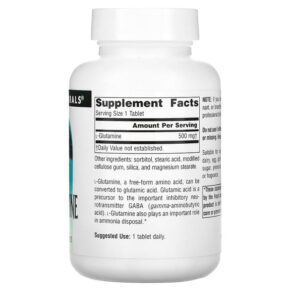 Thực phẩm bổ sung Source Naturals L-Glutamine 500 mg 100 Tablets 021078001270