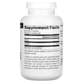 Thực phẩm bổ sung Source Naturals L-Leucine 500 mg 240 Capsules 021078020547