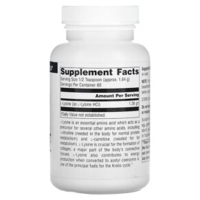 Thực phẩm bổ sung Source Naturals L-Lysine Powder 3.53 oz (100 g) 021078001355