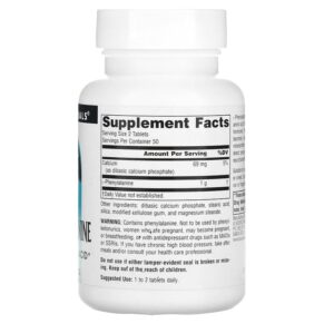 Thực phẩm bổ sung Source Naturals L-Phenylalanine 250 mg 100 Tablets 021078001614