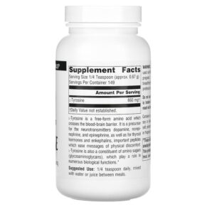 Thực phẩm bổ sung Source Naturals L-Tyrosine Free-Form Powder 3.53 oz (100 g) 021078001874