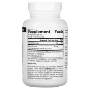 Thực phẩm bổ sung Source Naturals Lactase Digest 180 Capsules 021078023685