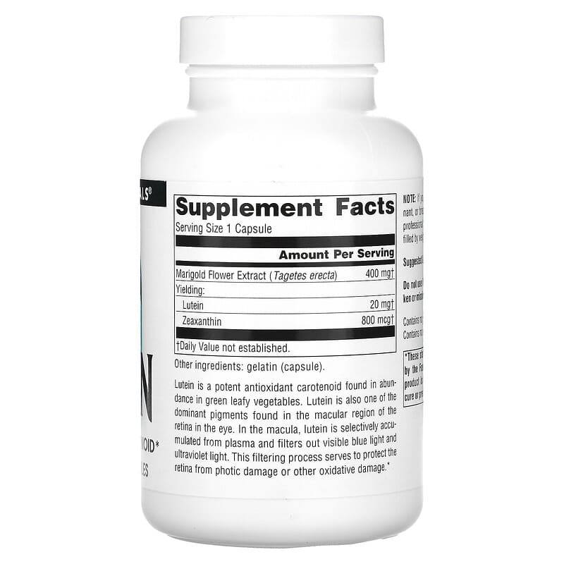 Source Naturals Lutein 20 mg 120 Capsules 2 Thực phẩm bổ sung Source Naturals Lutein 20 mg 120 Capsules 021078026013