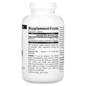 Thực phẩm bổ sung Source Naturals Magnesium Citrate 133 mg 180 Capsules 021078021001