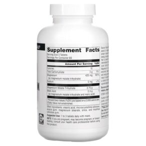 Thực phẩm bổ sung Source Naturals Magnesium Malate 1.250 mg 180 Tablets 021078002628