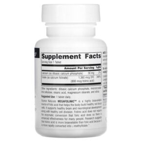 Thực phẩm bổ sung Source Naturals MegaFolinic 800 mcg 120 Tablets 021078020288