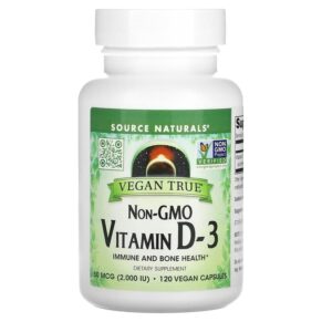 Thực phẩm chức năng Source Naturals Non-GMO Vitamin D-3 50 mcg (2.000 IU) 120 Vegan Capsules 021078028956