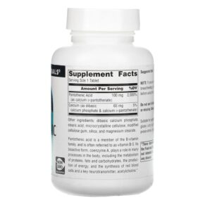 Thực phẩm bổ sung Source Naturals Pantothenic Acid 100 mg 250 Tablets 021078005100