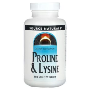 Thực phẩm chức năng Source Naturals Proline & L-Lysine 550 mg 120 Tablets 021078007586