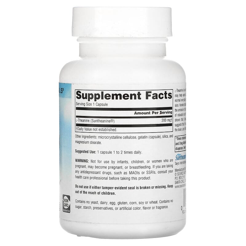 Source Naturals Serene Science L-Theanine 200 mg 60 Capsules 2 Thực phẩm bổ sung Source Naturals Serene Science L-Theanine 200 mg 60 Capsules 021078016465