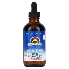 Thực phẩm chức năng Source Naturals Sleep Science Melatonin Liquid Orange 1 mg 4 fl oz (118.28 ml) 021078000877