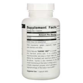 Thực phẩm bổ sung Source Naturals Taurine 1000 1.000 mg 120 Capsules 021078020684