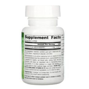 Thực phẩm bổ sung Source Naturals Vegan True MethylCobalamin Vitamin B-12 Cherry 1 mg 60 Lozenges 021078025764