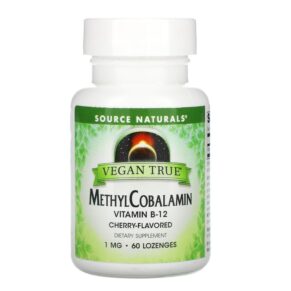 Thực phẩm chức năng Source Naturals Vegan True MethylCobalamin Vitamin B-12 Cherry 1 mg 60 Lozenges 021078025764