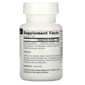 Thực phẩm bổ sung Source Naturals Vitamin A 10.000 IU 100 Tablets 021078008286