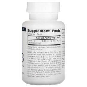 Thực phẩm bổ sung Source Naturals Vitamin D-3 125 mcg (5.000 IU) 120 Capsules 021078023371