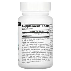 Thực phẩm bổ sung Source Naturals Vitamin D-3 50 mcg (2.000 IU) 200 Softgels 021078022374